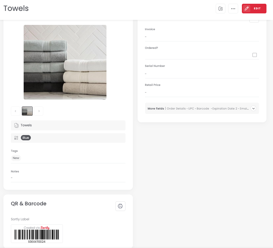 This barcode was generated by a barcode generator within Sortly's barcode generating software system.